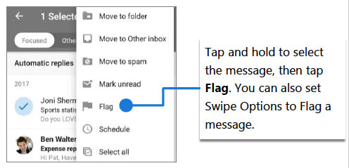 outlook mobile android flag message