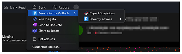 Mac Report Suspicious ProofPoint for Outlook